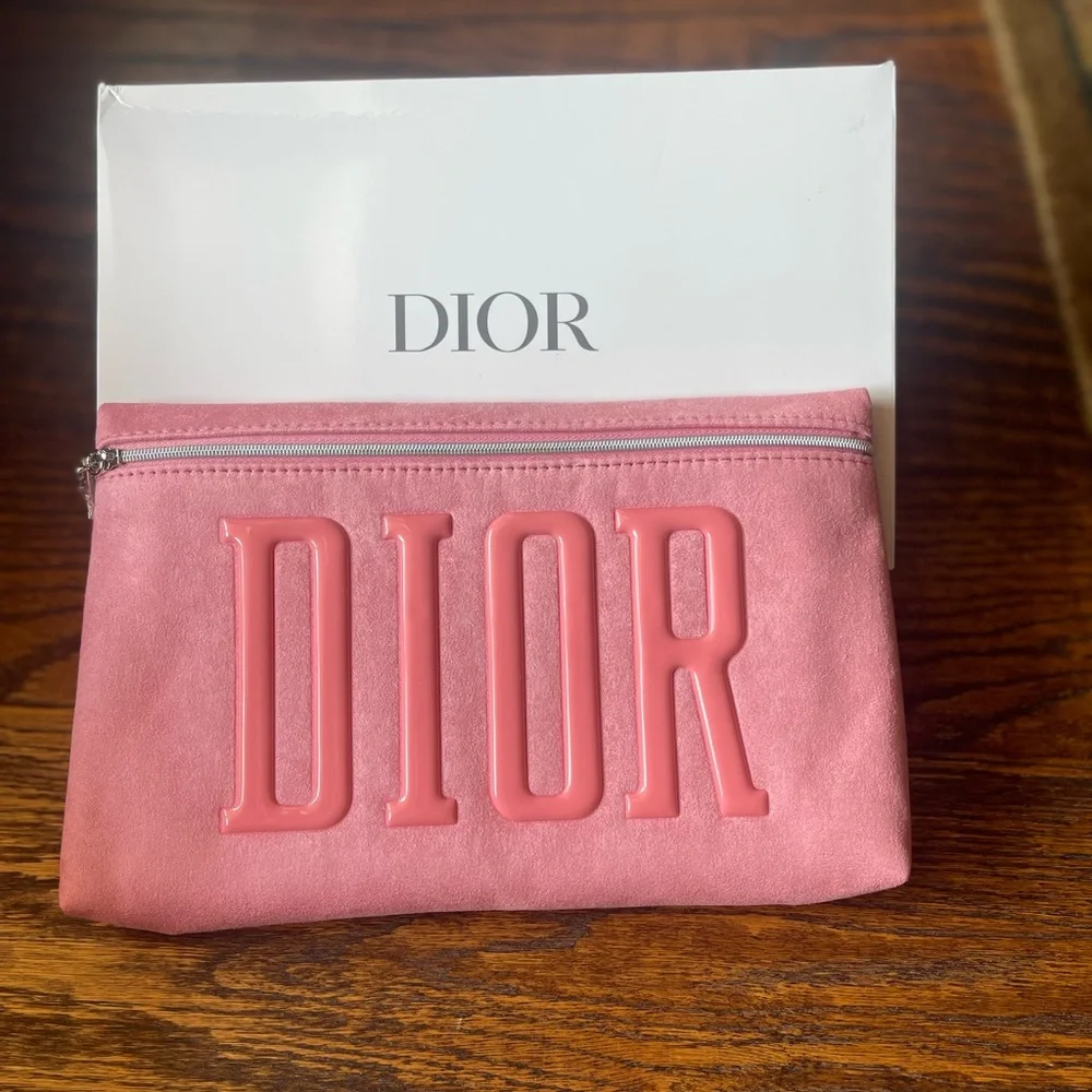 Dior Pink Suede Pouch - Picture 1 of 5